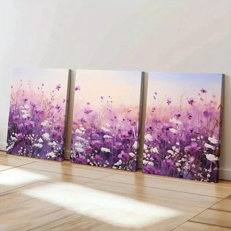 3pcs Colorful Wild Flowers Floral Wall Art Set Canvas Framed 60x90cm - High Quality Print 100% Australian Made Wall Canvas Ready to Hang