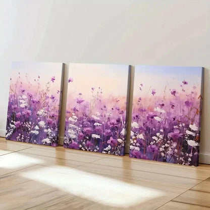 3pcs Colorful Wild Flowers Floral Wall Art Set Canvas Framed 60x90cm - High Quality Print 100% Australian Made Wall Canvas Ready to Hang