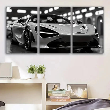 3pcs Black & White Modern Sports Car Collection Wall Art Set Canvas Framed 50x70cm - High Quality Print 100% Australian Made Wall Canvas Ready to Hang