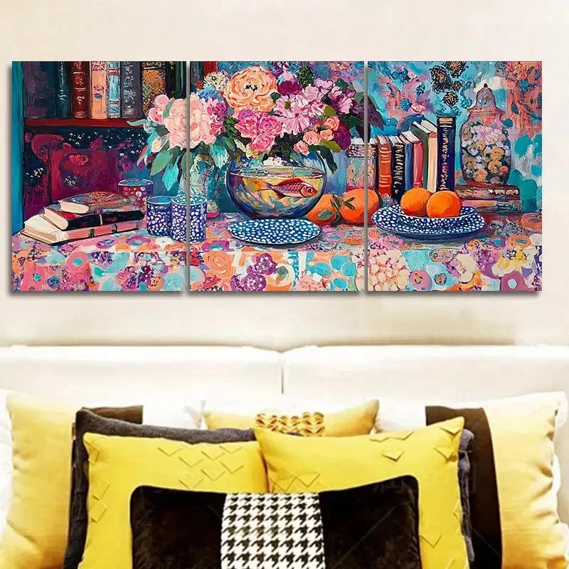 3pcs A Colorful Painting Decoration Metal Print Ready to Hang Art