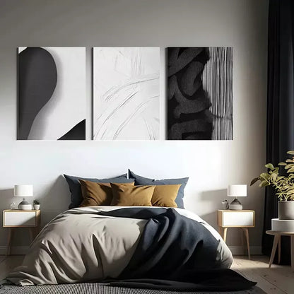 3pcs Black and White Abstract Canvas Framed 40x60cm - High Quality Print 100% Australian Made Wall Canvas Ready to Hang