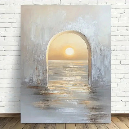 Beautiful Sunset Archway Serene Sunset Painting 40x60cm Metal Print Ready to Hang