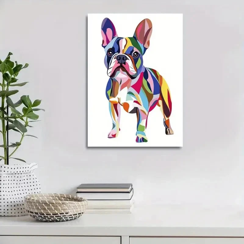 Modern Abstract French Bulldog Painting 40x60cm Metal Print Ready to Hang