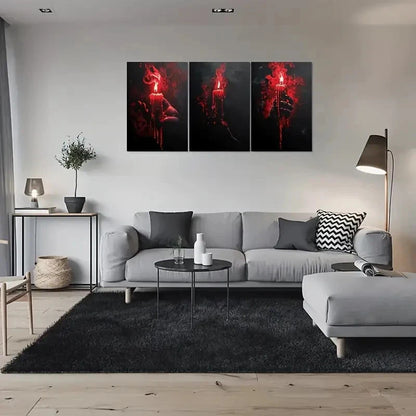 3pcs Spooky Halloween Bloody Candle Metal Print Ready to Hang Art