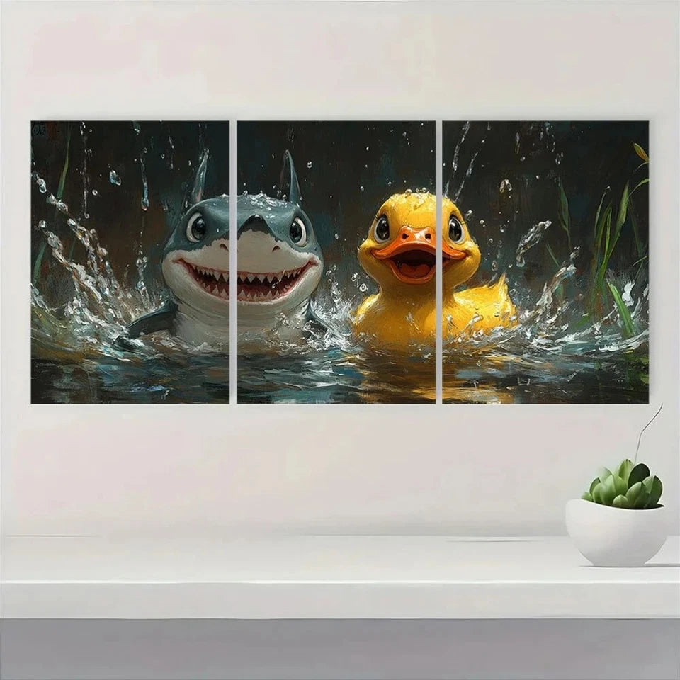 3pcs Animals Cats Reading Newspapers Metal Print Ready to Hang Art