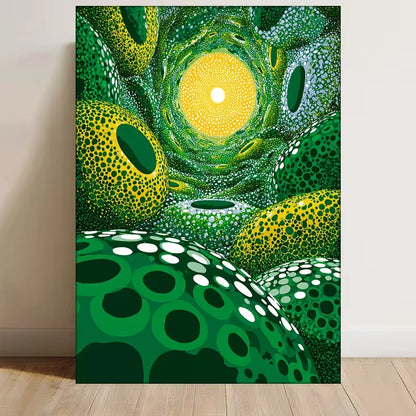 Vibrant Green & Yellow Abstract 60x90cm Metal Print Ready to Hang
