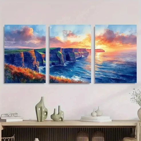 3pcs Coastal Landscape Seascape Wall Art Set Canvas Unframed - High Quality Print 100% Australian Made Wall Canvas