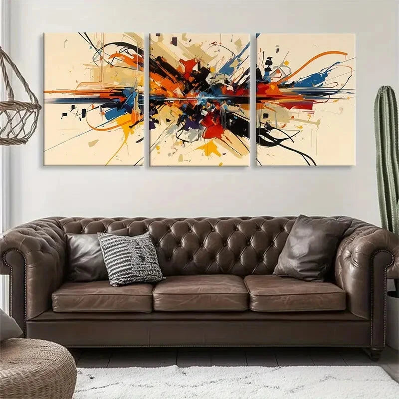3pcs Explosion of Colors Abstract Perfect Wall Art Set Canvas Framed 40x60cm - High Quality Print 100% Australian Made Wall Canvas Ready to Hang