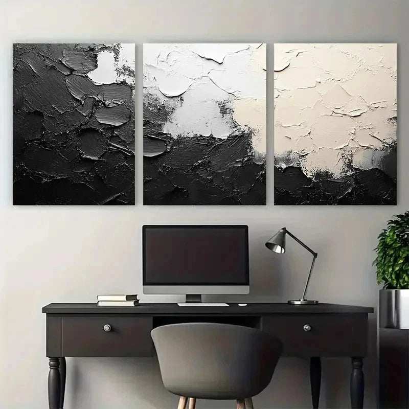 3pcs Shades Of Grey Minimalist Perfect Wall Art Set Canvas Framed 50x70cm - High Quality Print 100% Australian Made Wall Canvas Ready to Hang