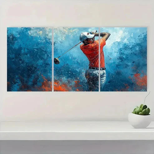 3pcs Blue & Orange Dynamic Design F Wall Art Set Canvas Unframed - High Quality Print 100% Australian Made Wall Canvas - Bella Home Decor