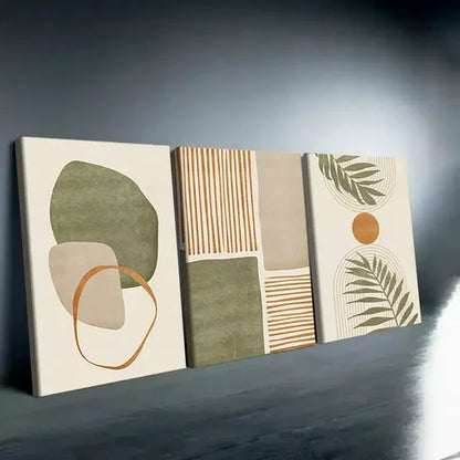 3pcs Bohemian Abstract Tropical Leaf Art Canvas Framed 60x90cm - High Quality Print 100% Australian Made Wall Canvas Ready to Hang