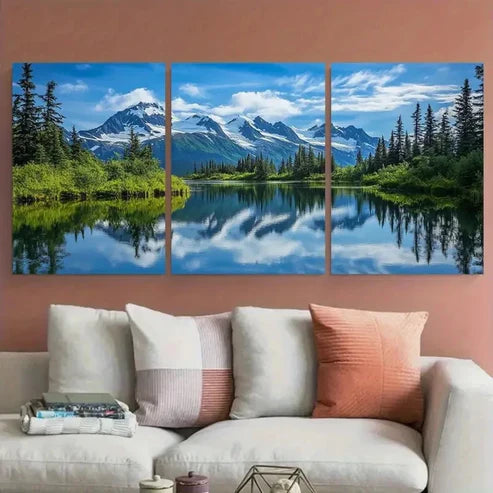 3pcs Abstract Two Overlapping shapes Wall Art Canvas Unframed - High Quality Print 100% Australian Made Wall Canvas