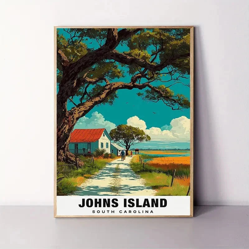 John Island Carolina Coastal Charm Beautiful Travel Poster Print Wall Art