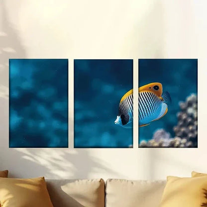 3pcs Cute Tropical Fish Wall Art Set Canvas Unframed – High Quality Print 100% Australian Made Wall Canvas