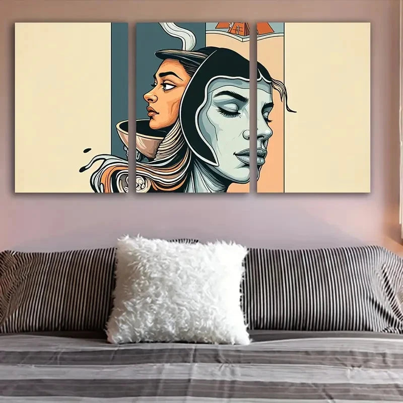 3pcs Few People Standing Wall Art Set Canvas Framed 60x90cm - High Quality Print 100% Australian Made Wall Canvas Ready to Hang