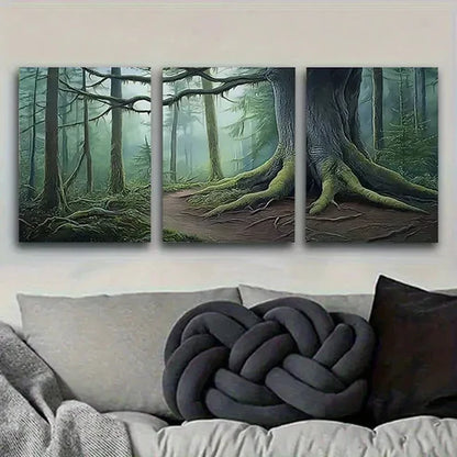 3pcs Misty Forest Path Wall Art Canvas Unframed - High Quality Print 100% Australian Made Wall Canvas