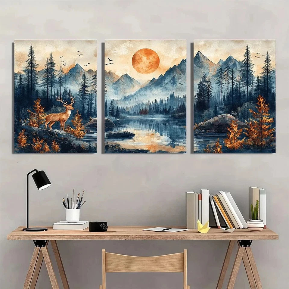 3pcs Charming Land Cute Wild Animals Metal Print Ready to Hang Art