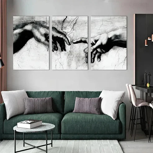 3pcs Modern Black and White Hand Decor Art Set Canvas Unframed - High Quality Print 100% Australian Made Wall Canvas