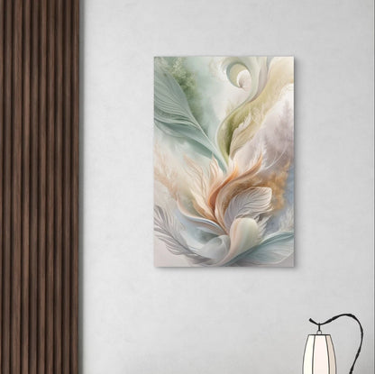 Soft Pastel Ethereal Abstract Flowing Feathers 40x60cm Metal Print Ready to Hang