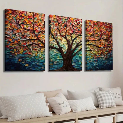3pcs Abstract Colorful Tree of Life Wall Art Set Canvas Unframed - High Quality Print 100% Australian Made Wall Canvas