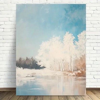 Beautiful Winter Wonderland Landscape Painting 40x60cm Metal Print Ready to Hang