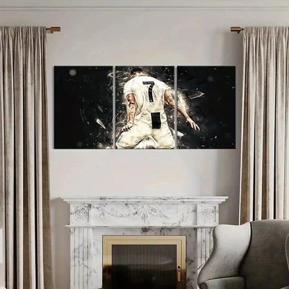3pcs C. Ronaldo Dynamic Celebration Design Wall Art Set Canvas Framed 40x60cm - High Quality Print 100% Australian Made Wall Canvas Ready to Hang