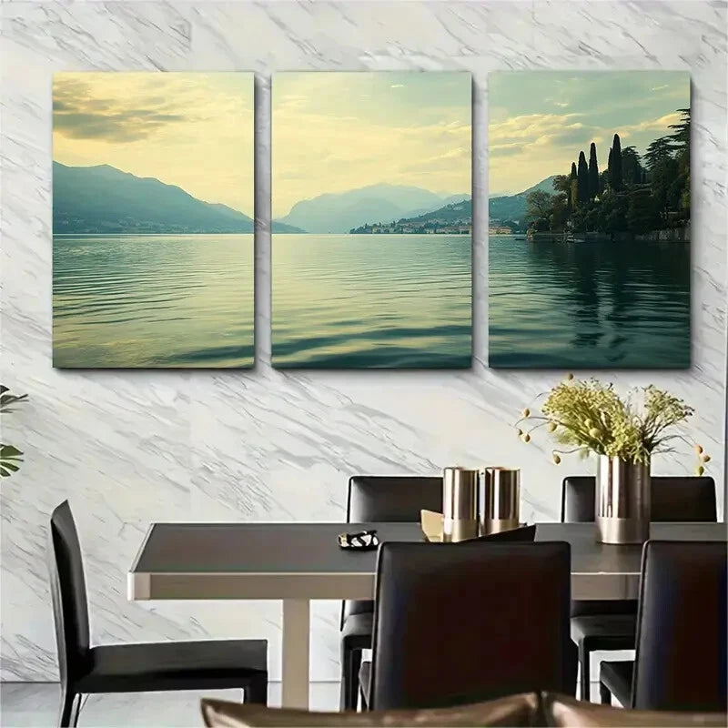3pcs Mountains and Lake Vibrant Italian Metal Print Ready to Hang Art