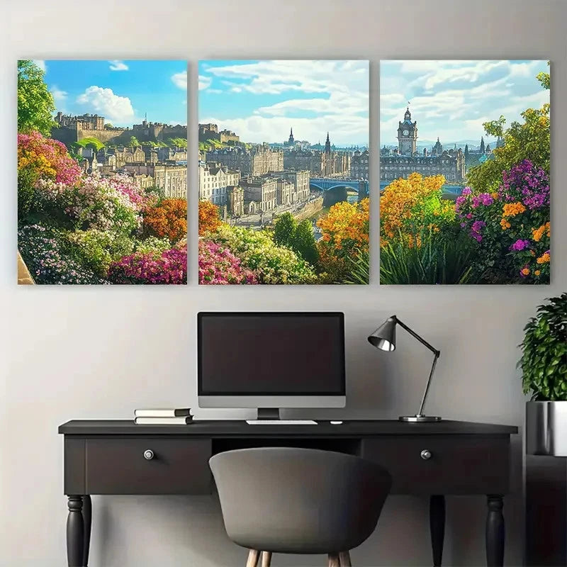 3pcs Edinburgh Edinburgh Scotland Perfect Wall Art Set Canvas Framed 40x60cm - High Quality Print 100% Australian Made Wall Canvas Ready to Hang