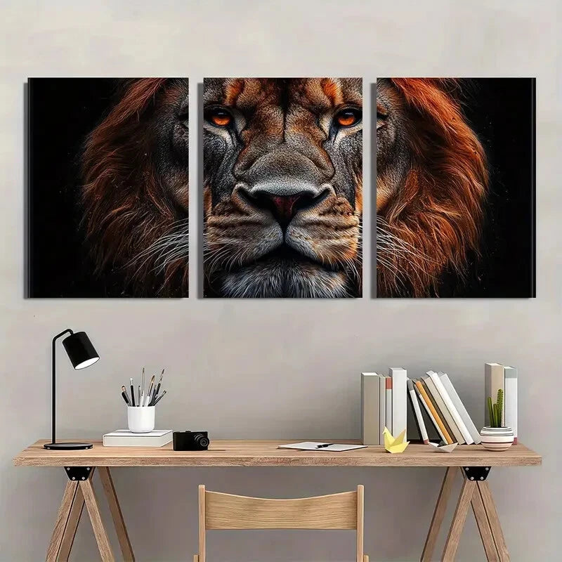 3pcs Majestic Lion Exquisite Animal Metal Print Ready to Hang Art