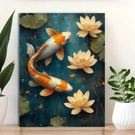 Beautiful Serene Blue Background Painting 40x60cm Metal Print Ready to Hang