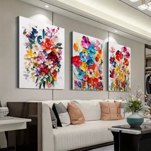 3pcs Watercolor Floral Canvas Framed 60X90cm - High Quality Print 100% Australian Made Wall Canvas Ready to Hang