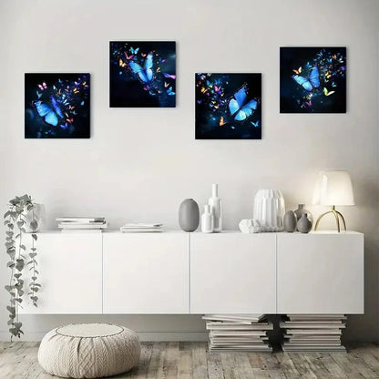 4pcsVibrant ButterflyWall Art Canvas Framed