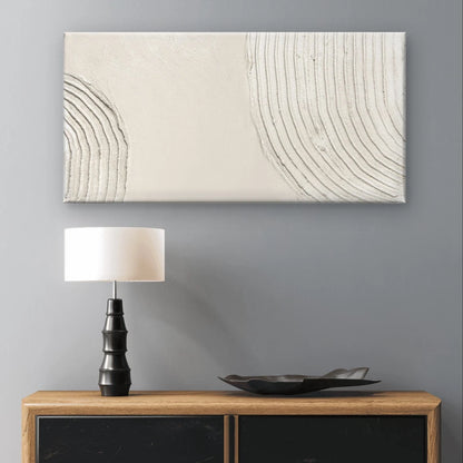 Neutral Textured Plaster Curved Line Wall Art Canvas Office Home Framed 120x60cm