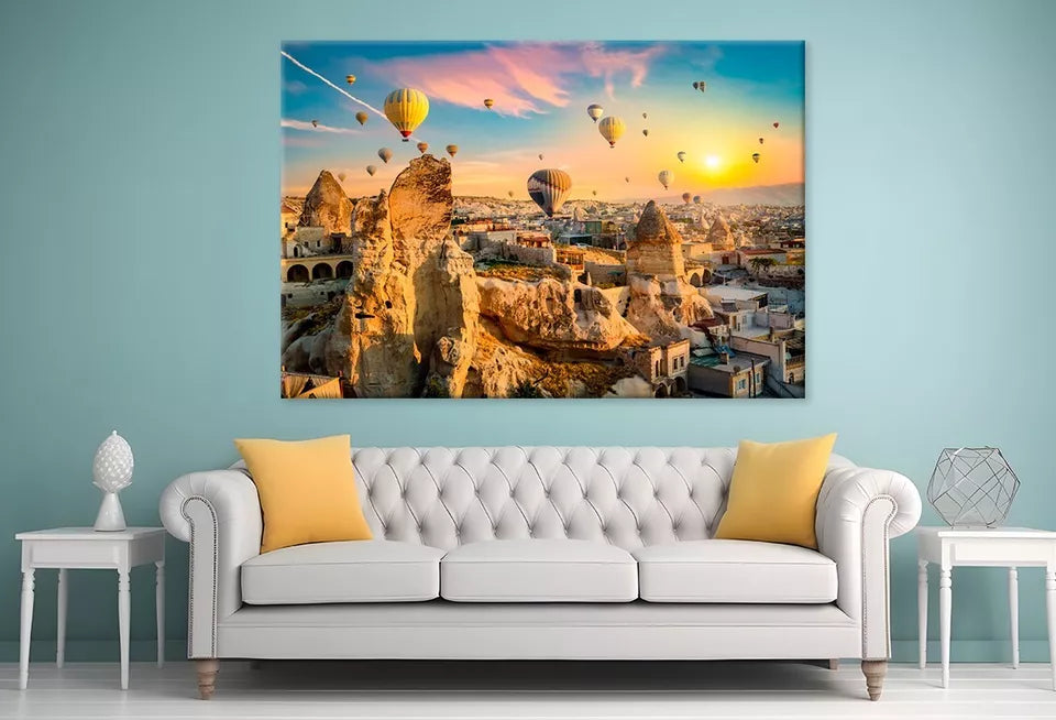 Hot Air Balloons At Sunset  Wall Art Decor 100% Australian Made