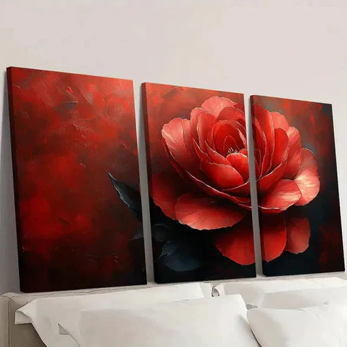 3pcs Red Camellia Art Wall Art Set Canvas - High Quality Print 100% Australian Made Wall Canvas