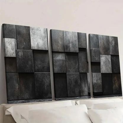 3pcs Monochrome Block Abstract Painting Wall Art Set Canvas Framed 40x60cm - High Quality Print 100% Australian Made Wall Canvas Ready to Hang