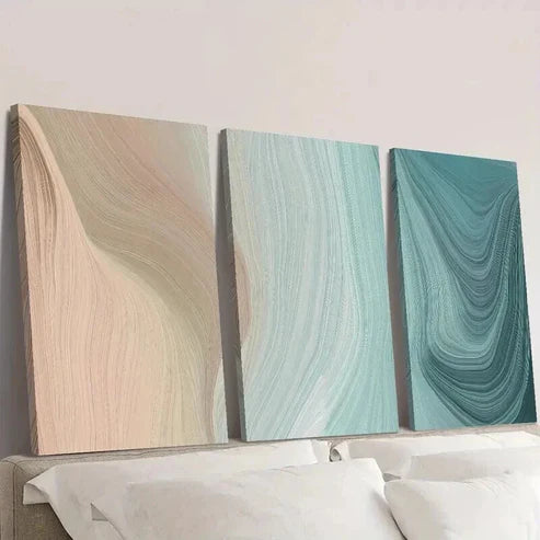 3pcs Abstract Brown Turquoise Decoration Wall Art Canvas Unframed - High Quality Print 100% Australian Made Wall Canvas