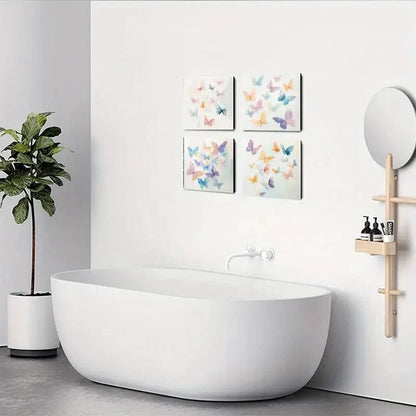 4pcsColorful Butterfly IllustrationsWall Art Canvas Framed