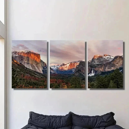3pcs Brown and White Mountains Scenery Wall Art Set Canvas Framed 40x60cm - High Quality Print 100% Australian Made Wall Canvas Ready to Hang