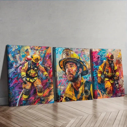 3pcs Fireman Decoration Painting Wall Art Set Canvas Framed 40x60cm - High Quality Print 100% Australian Made Wall Canvas Ready to Hang