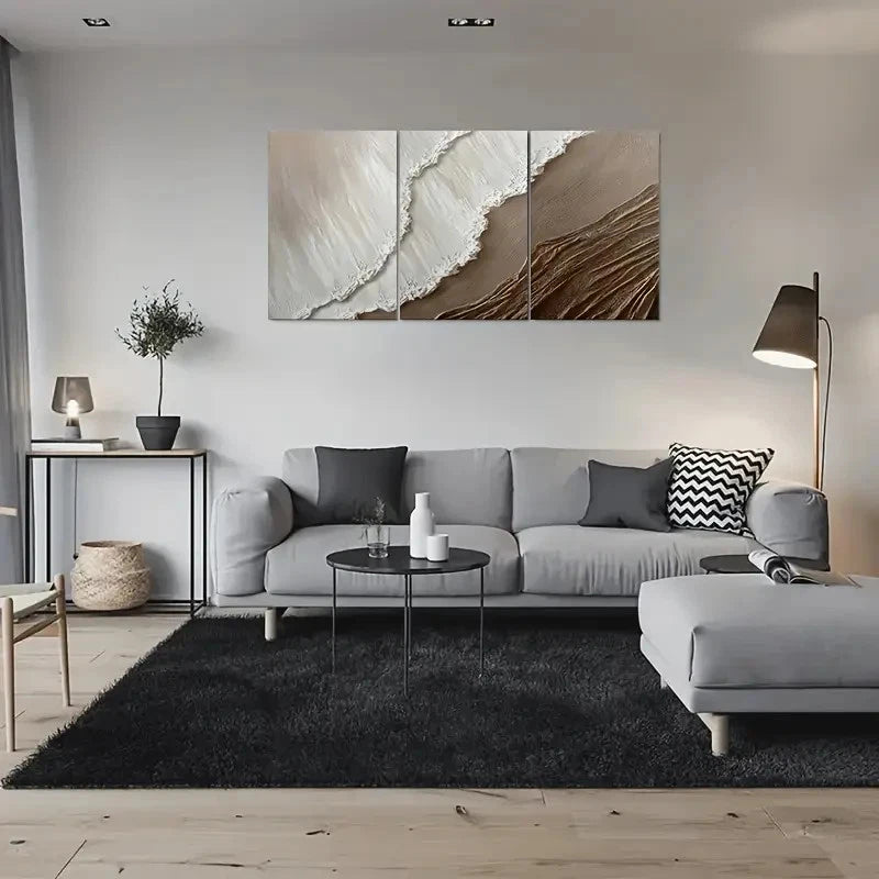 3pcs Modern Abstract Ocean Wave Triptych Metal Print Ready to Hang Art