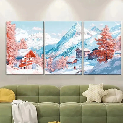 3pcs Switzerland Zermatt Travel Perfect Wall Art Set Canvas Framed 40x60cm - High Quality Print 100% Australian Made Wall Canvas Ready to Hang