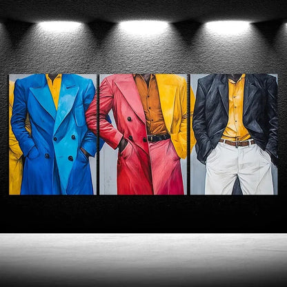 3pcs Men and Women in the City Colourful Metal Print Ready to Hang Art