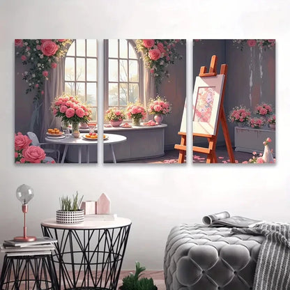 3pcs Paintings of Shelf Pictures Metal Print Ready to Hang Art