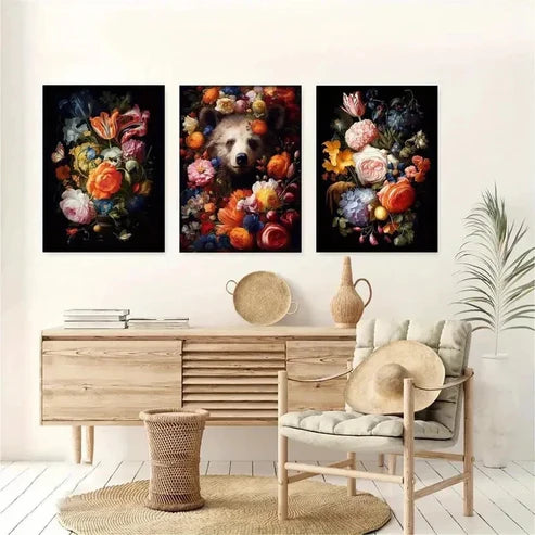 3pcs Roses Print, Still Life Flowers Wall Art Canvas Unframed - High Quality Print 100% Australian Made Wall Canvas
