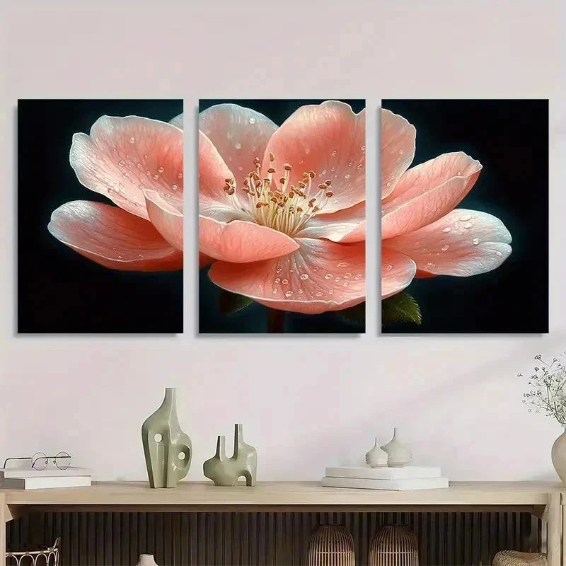 3pcs Pink Flowering Quince Nature Perfect Wall Art Set Canvas Framed 40x60cm - High Quality Print 100% Australian Made Wall Canvas Ready to Hang
