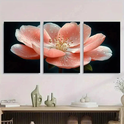 3pcs Pink Flowering Quince Nature Perfect Wall Art Set Canvas Framed 40x60cm - High Quality Print 100% Australian Made Wall Canvas Ready to Hang