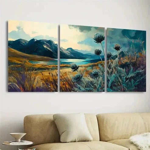3pcs Thistle Contemporary Wall Art Set Canvas Unframed - High Quality Print 100% Australian Made Wall Canvas