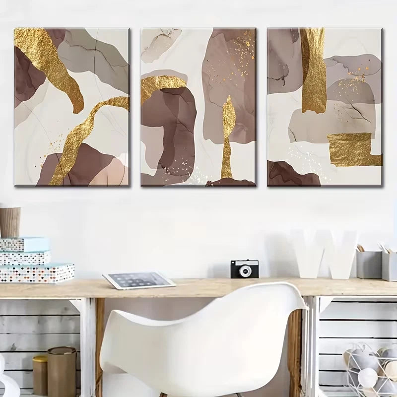 3pcs Abstract Print in a Light Luxury Style Metal Print Ready to Hang Art