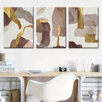 3pcs Abstract Print in a Light Luxury Style Metal Print Ready to Hang Art